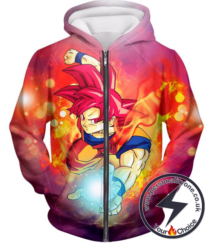 Dragon Ball Super Awesome Goku Super Saiyan God Mode Action Zip Up Hoodie